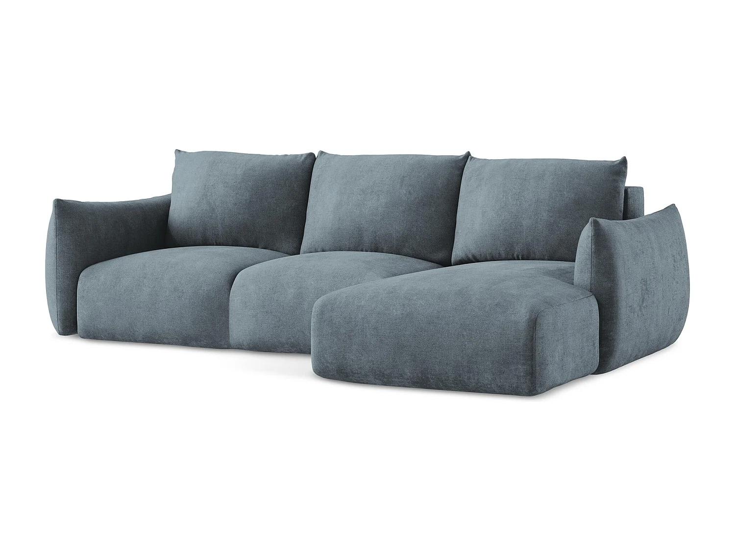 Canapé d'angle droit convertible en tissu chenille - jeans - LEILA