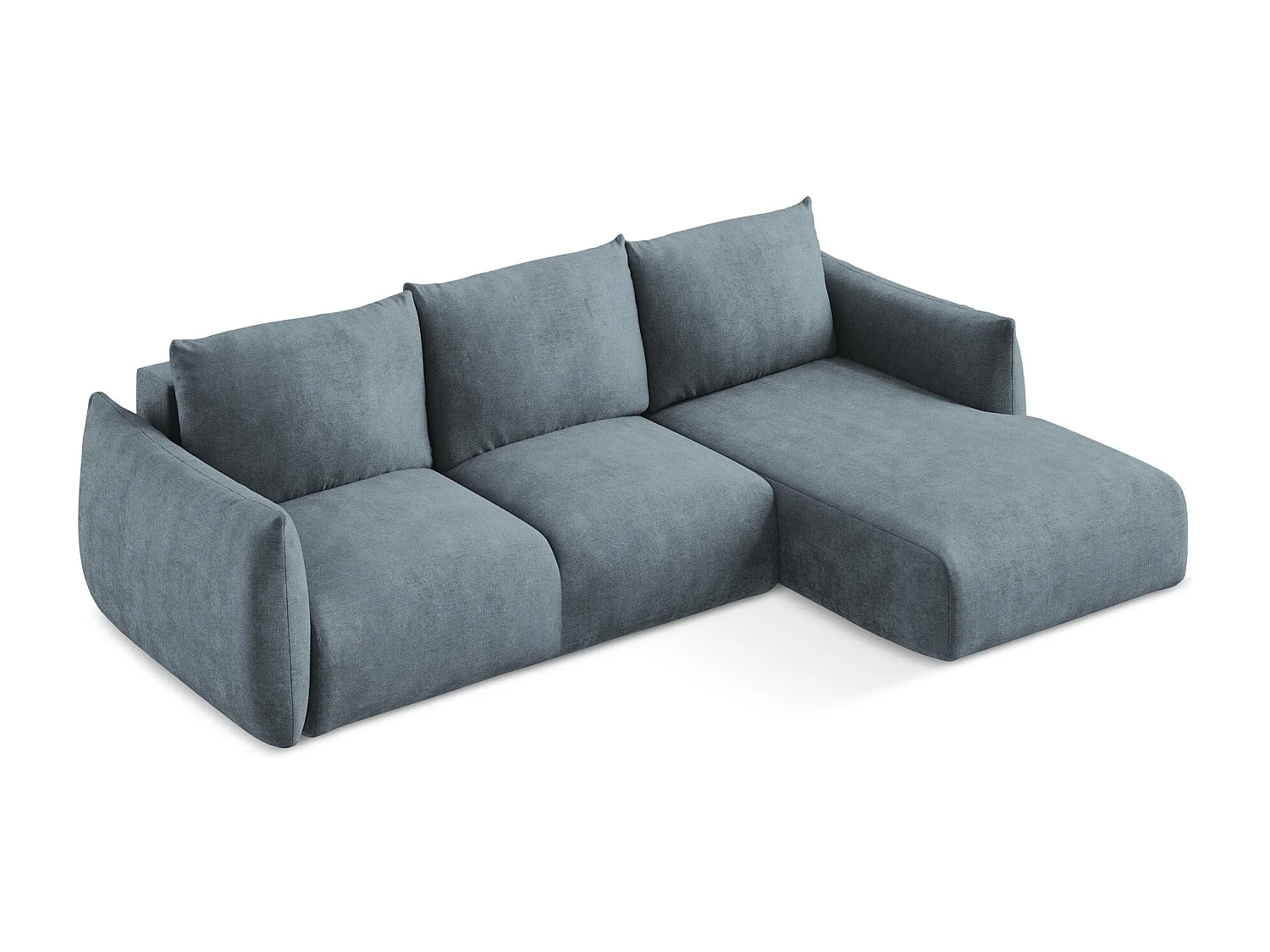 Canapé d'angle droit convertible en tissu chenille - jeans - LEILA