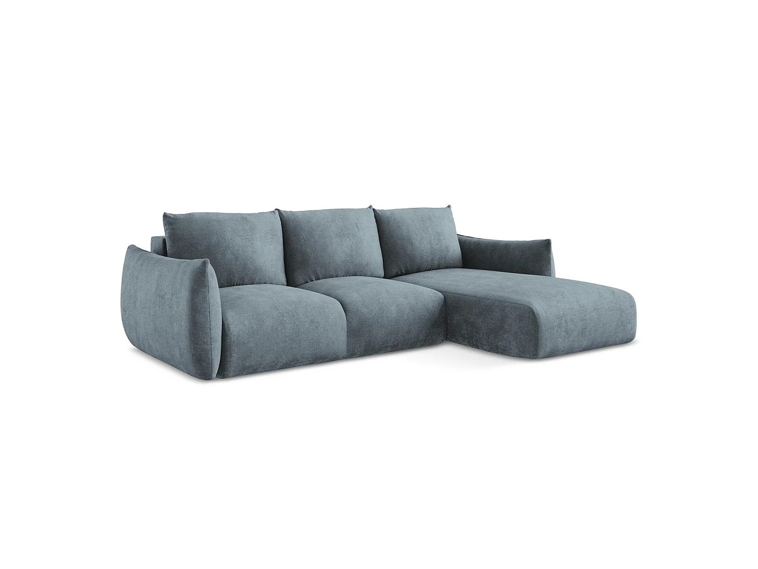 Canapé d'angle droit convertible en tissu chenille - jeans - SAVONA