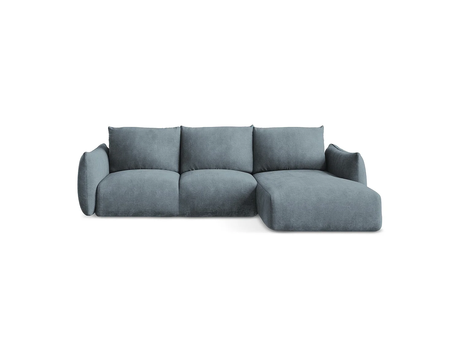 Canapé d'angle droit convertible en tissu chenille - jeans - SAVONA