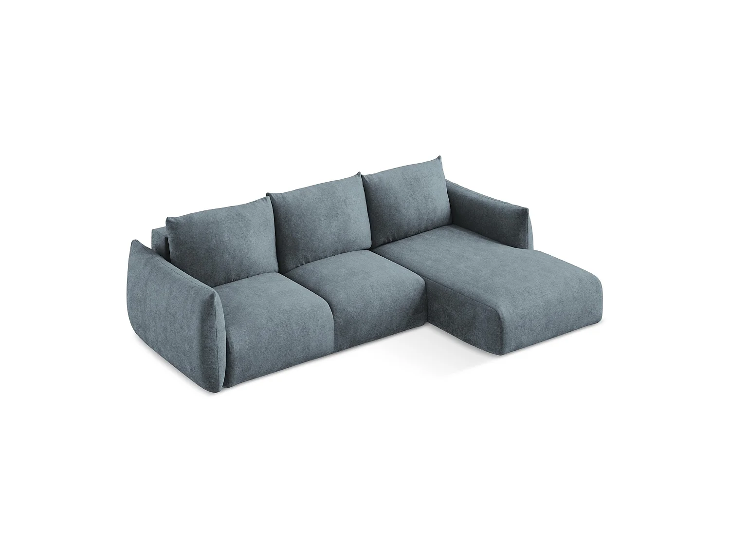 Canapé d'angle droit convertible en tissu chenille - jeans - SAVONA