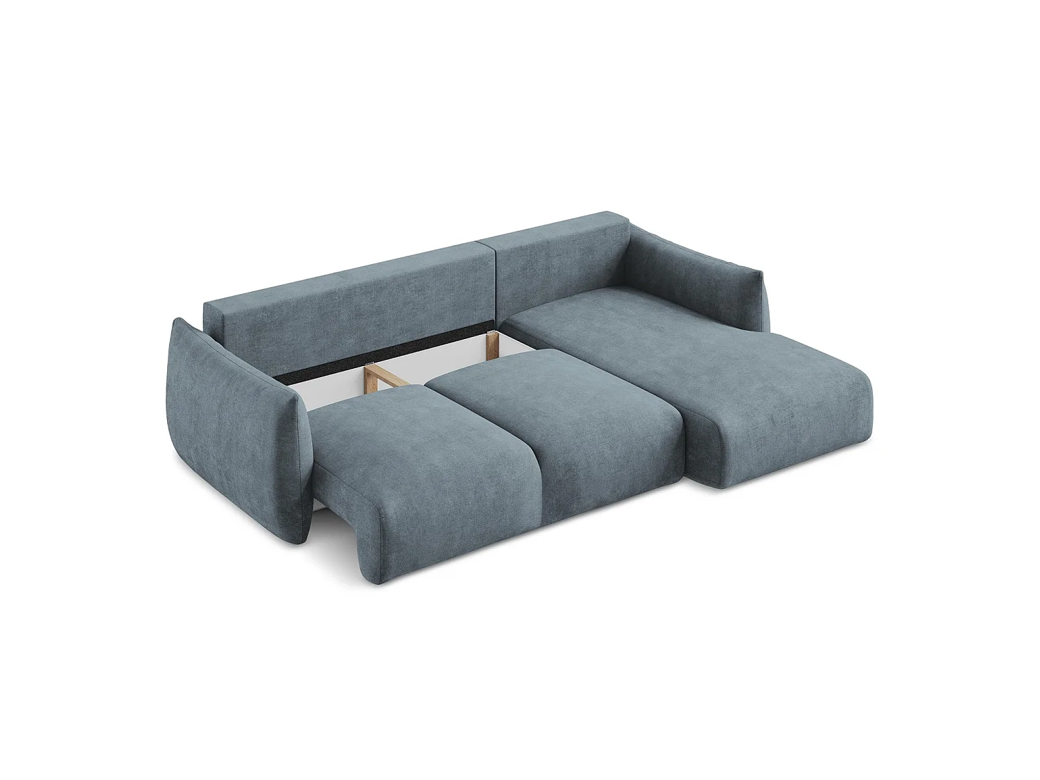 Canapé d'angle droit convertible en tissu chenille - jeans - SAVONA