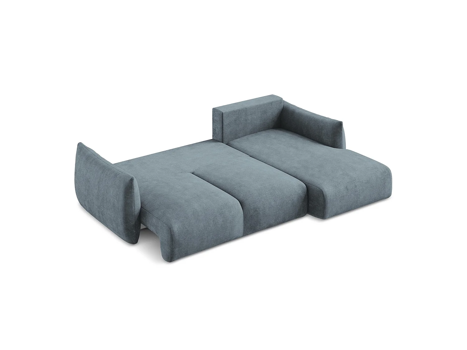 Canapé d'angle droit convertible en tissu chenille - jeans - SAVONA