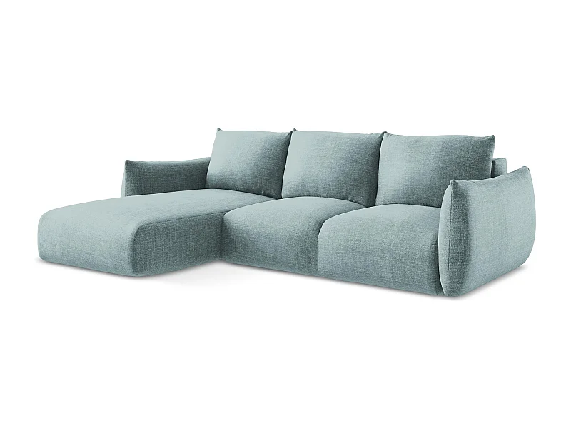 3-Sitzer Ecksofa mit Schlaffunktion - Ecke Links - Strukturstoff - Jeans - LEILA