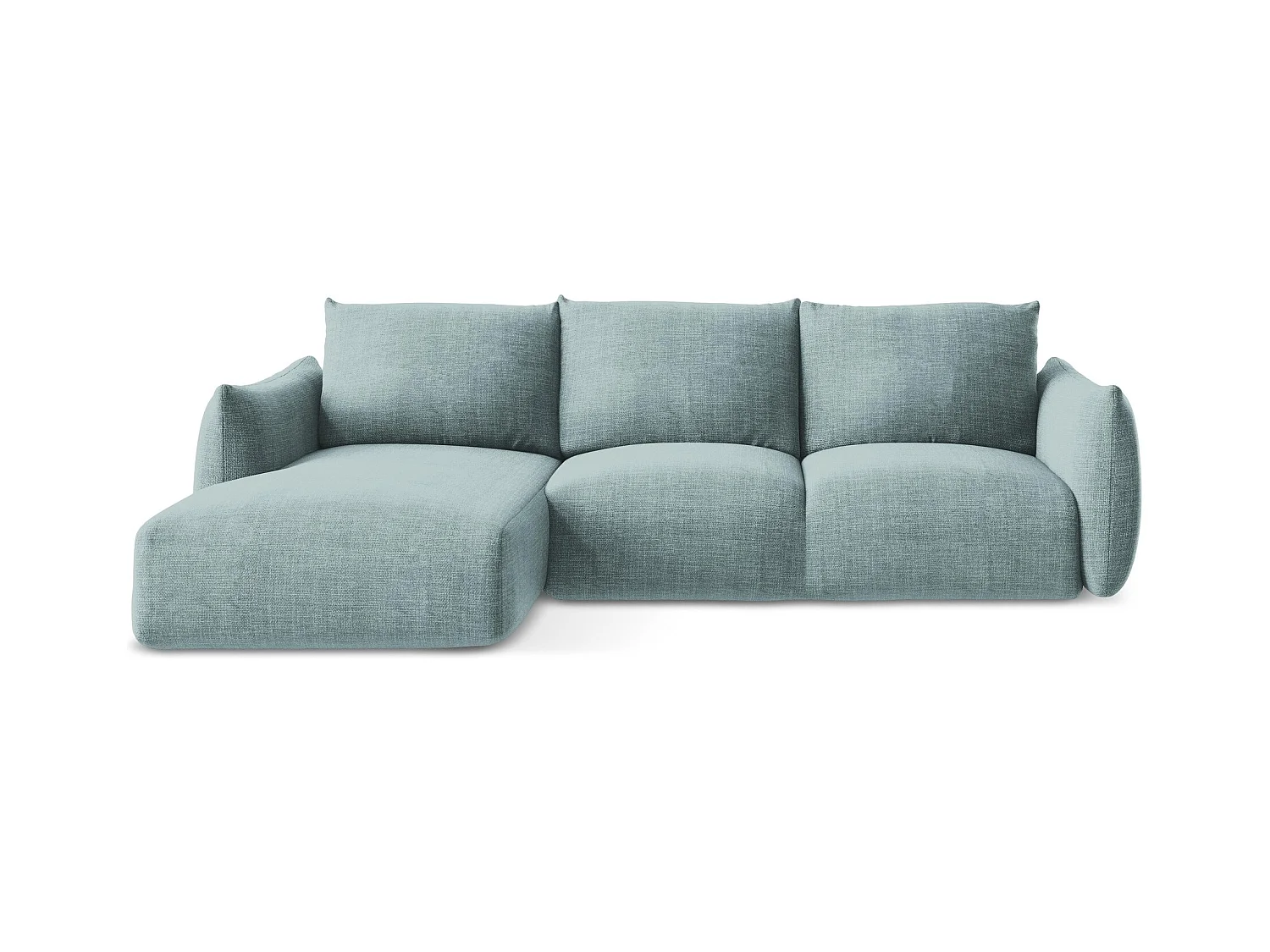 Canapé d’angle 3 places gauche convertible en tissu texturé - jeans - LEILA