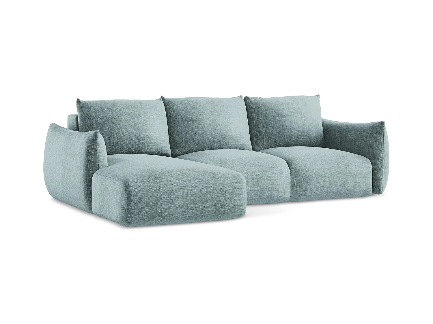 Canapé d’angle 3 places gauche convertible en tissu texturé - jeans - LEILA