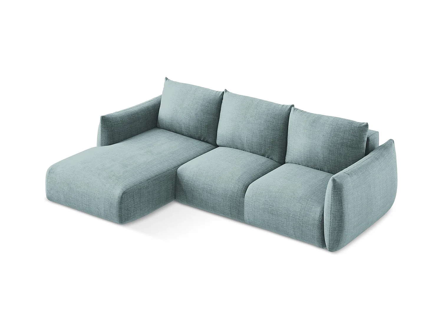 Canapé d’angle 3 places gauche convertible en tissu texturé - jeans - LEILA