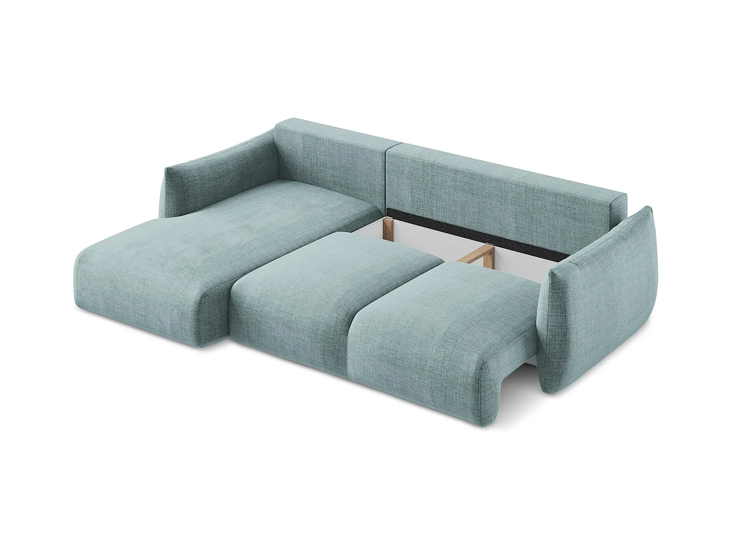 Canapé d’angle 3 places gauche convertible en tissu texturé - jeans - LEILA