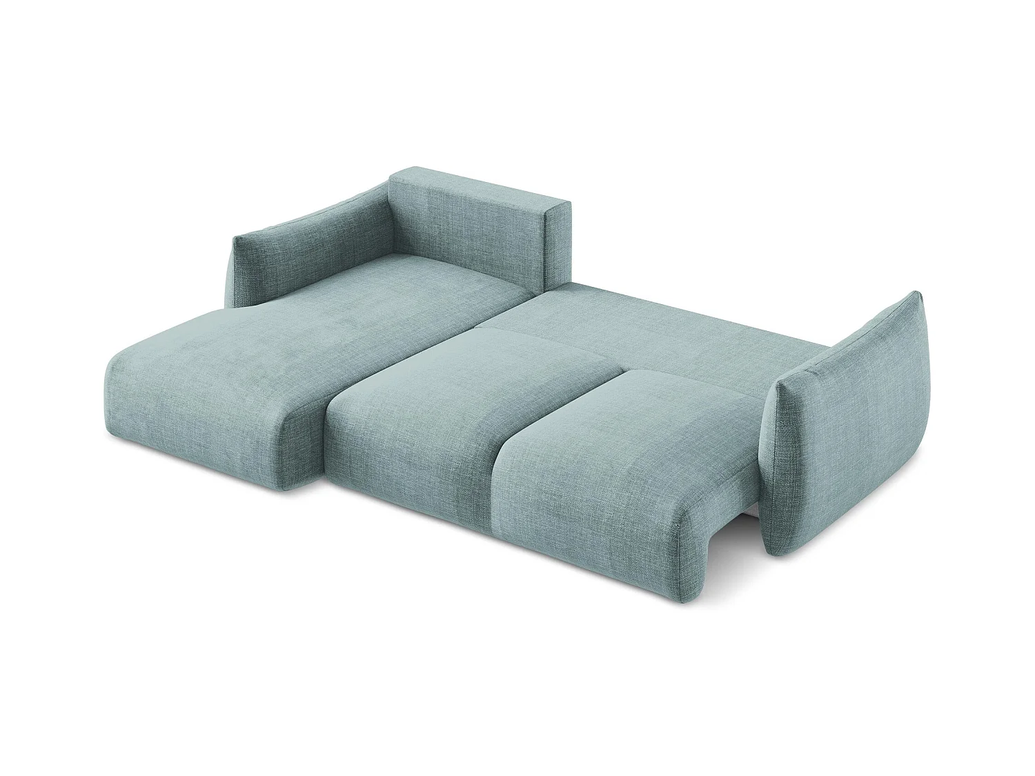 Canapé d’angle 3 places gauche convertible en tissu texturé - jeans - LEILA