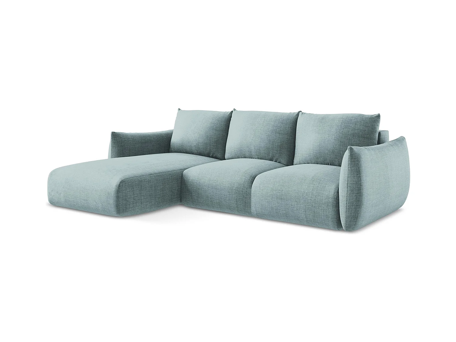 3-Sitzer Ecksofa mit Schlaffunktion - Ecke Links - Strukturstoff - Jeans - LEILA