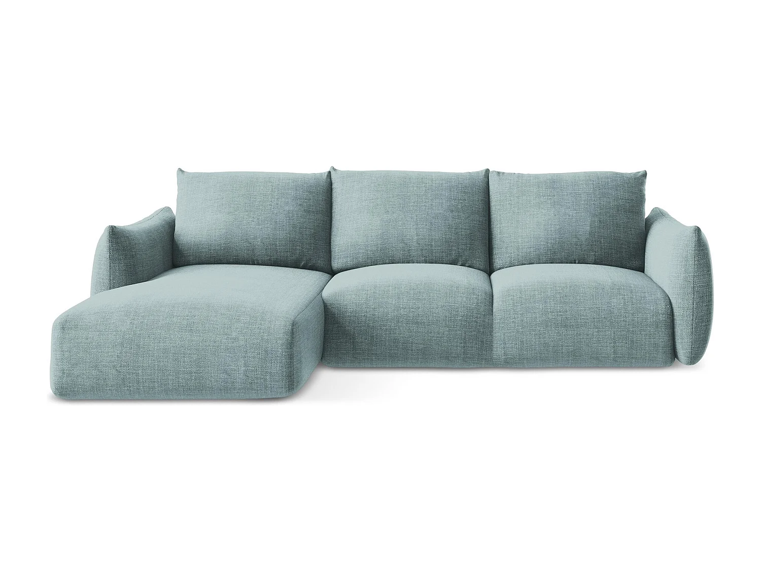 Canapé d’angle 3 places gauche convertible en tissu texturé - jeans - LEILA