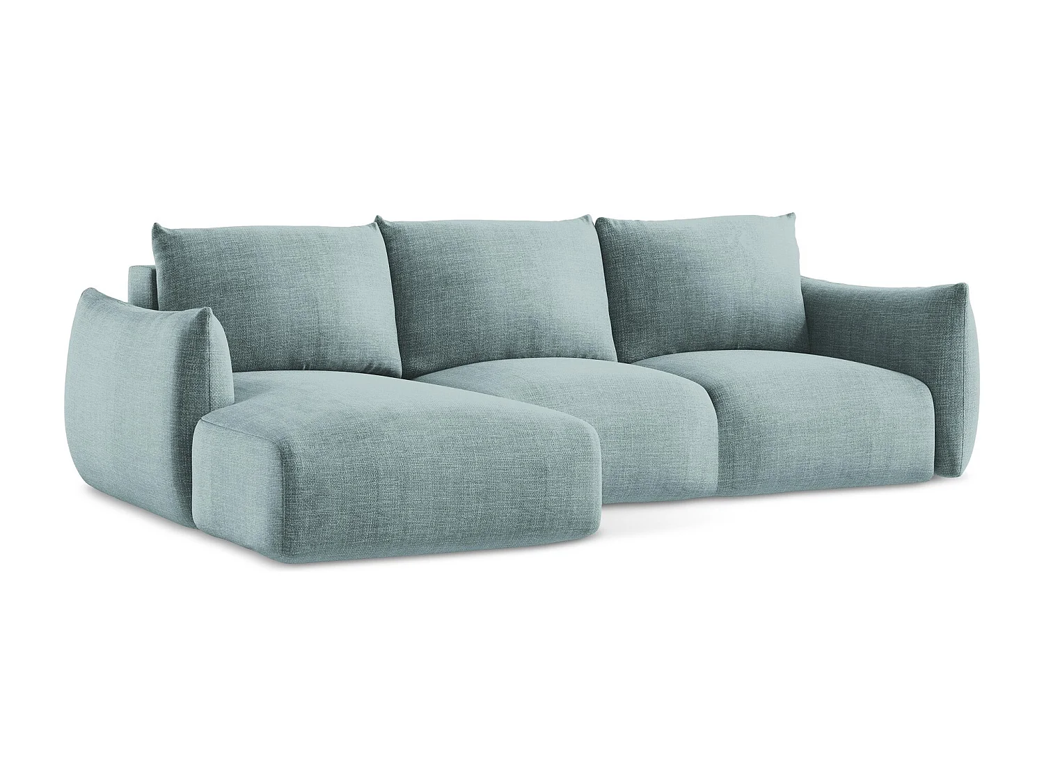 Canapé d’angle 3 places gauche convertible en tissu texturé - jeans - LEILA