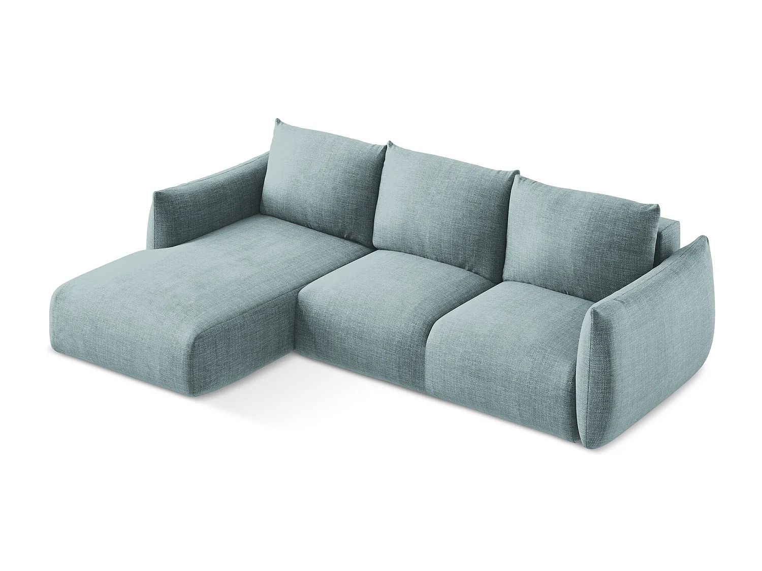 Canapé d’angle 3 places gauche convertible en tissu texturé - jeans - LEILA