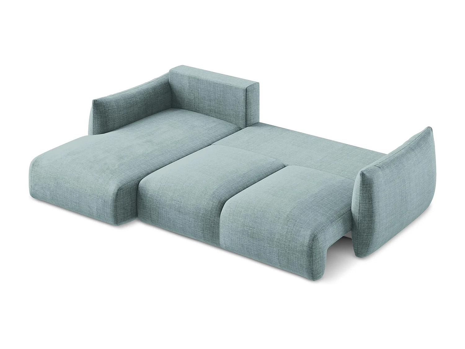 Canapé d’angle 3 places gauche convertible en tissu texturé - jeans - LEILA