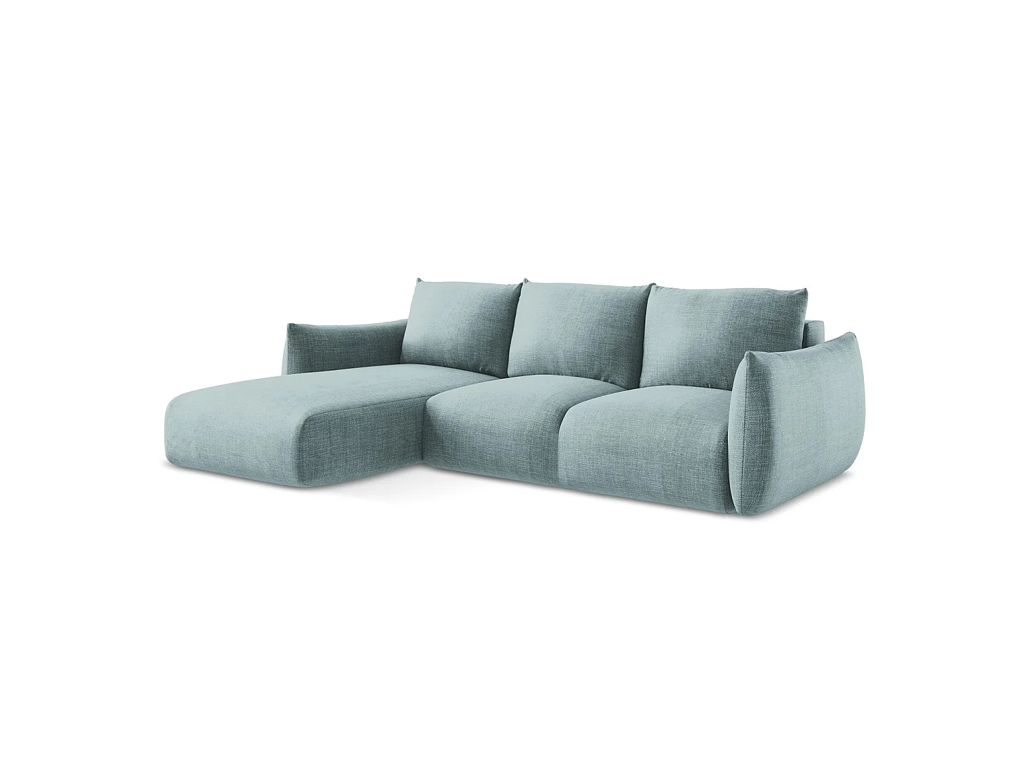 Canapé d’angle 3 places gauche convertible en tissu texturé - jeans - SAVONA