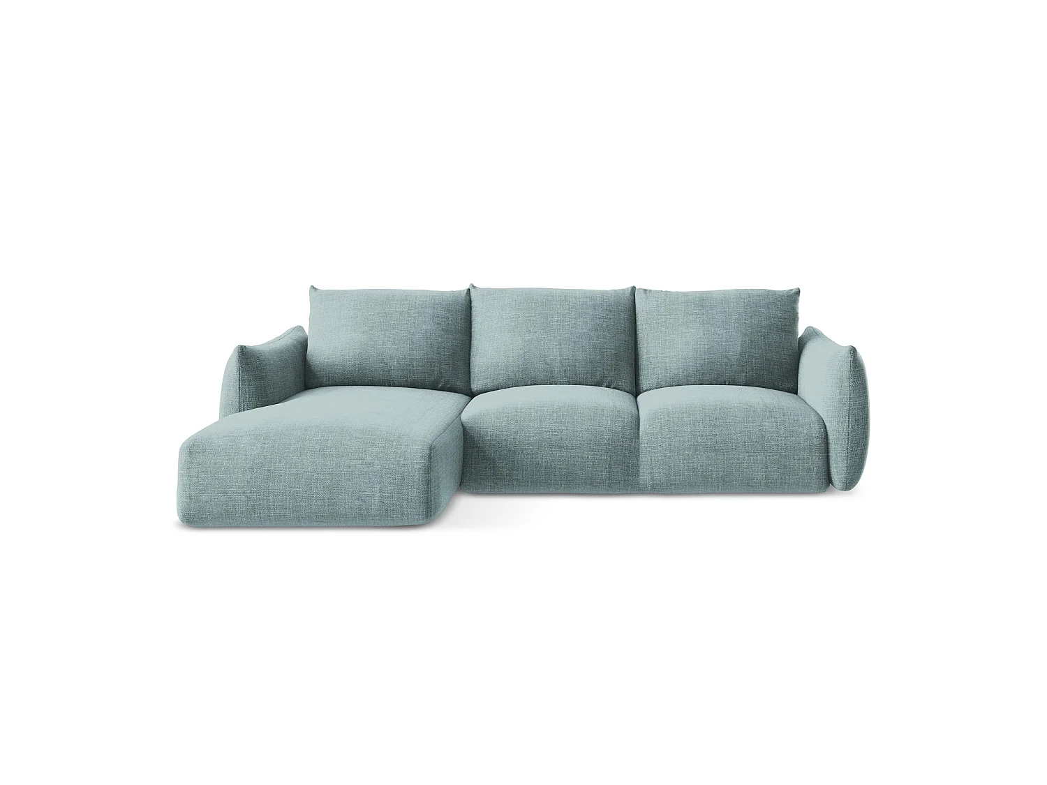 Canapé d’angle 3 places gauche convertible en tissu texturé - jeans - SAVONA
