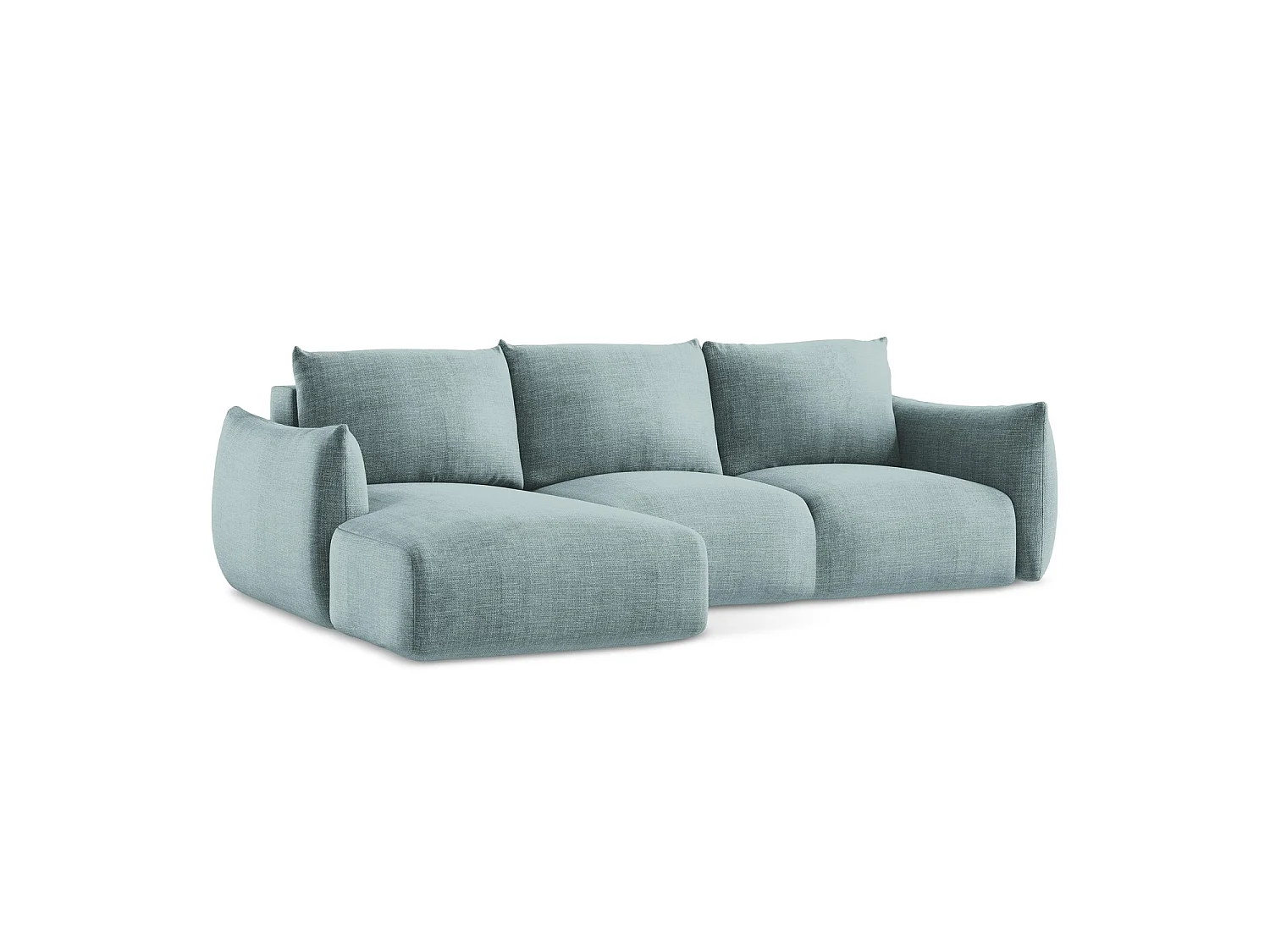 Canapé d’angle 3 places gauche convertible en tissu texturé - jeans - SAVONA