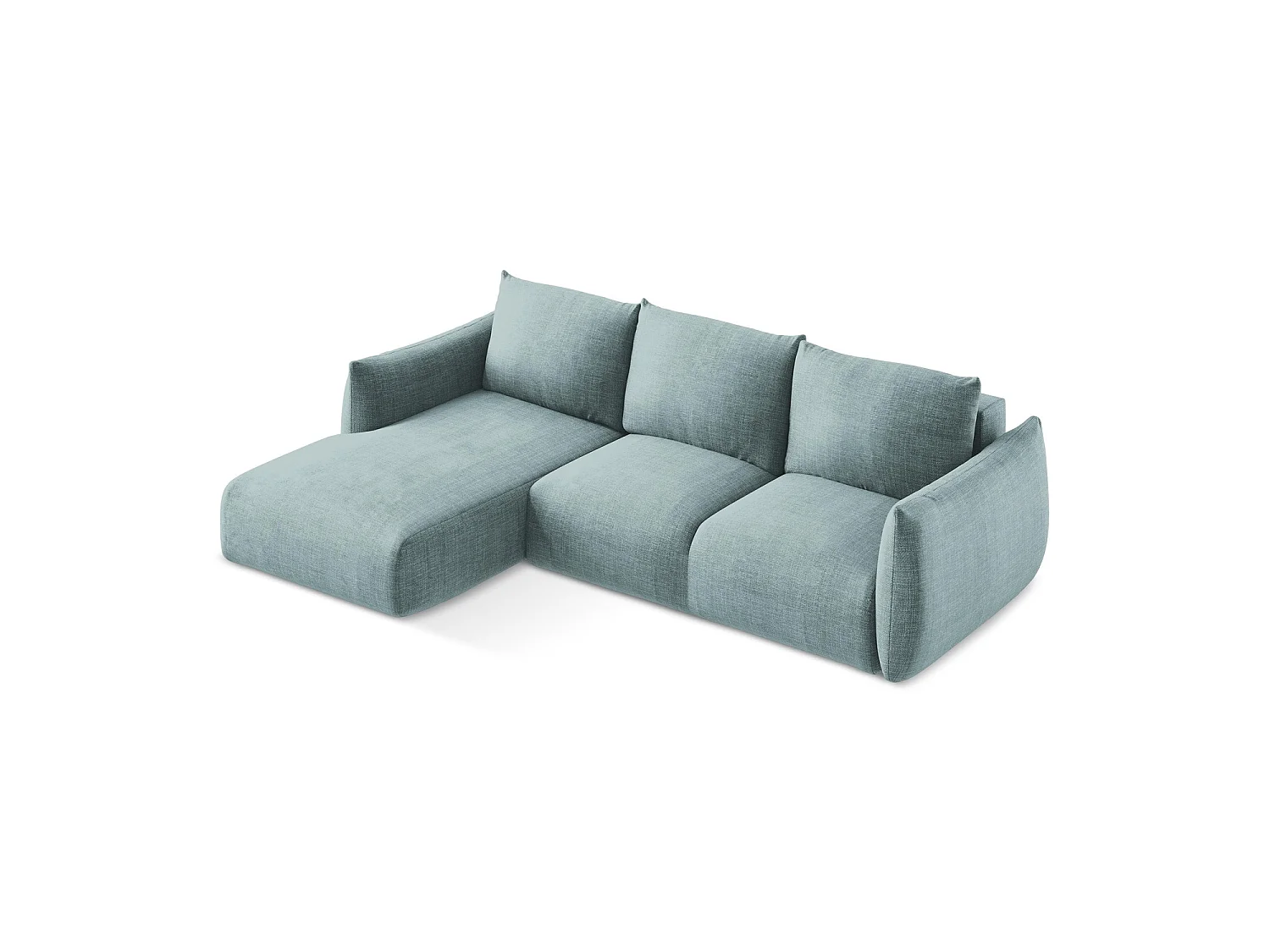 Canapé d’angle 3 places gauche convertible en tissu texturé - jeans - SAVONA