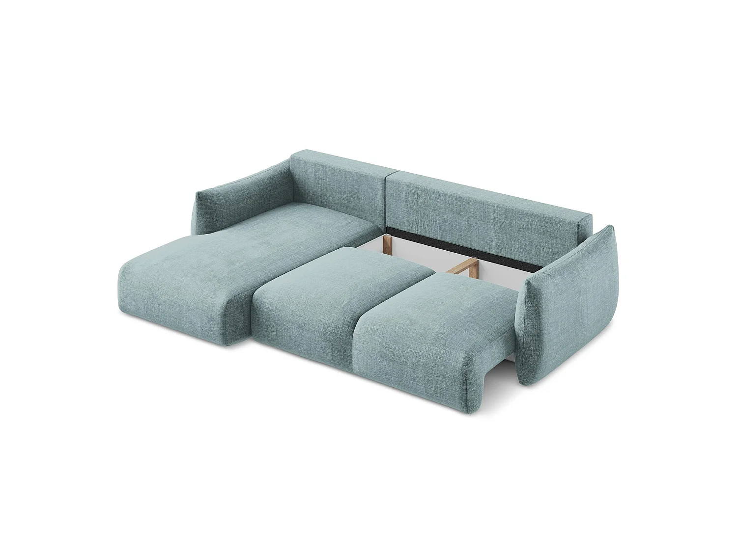 Canapé d’angle 3 places gauche convertible en tissu texturé - jeans - SAVONA