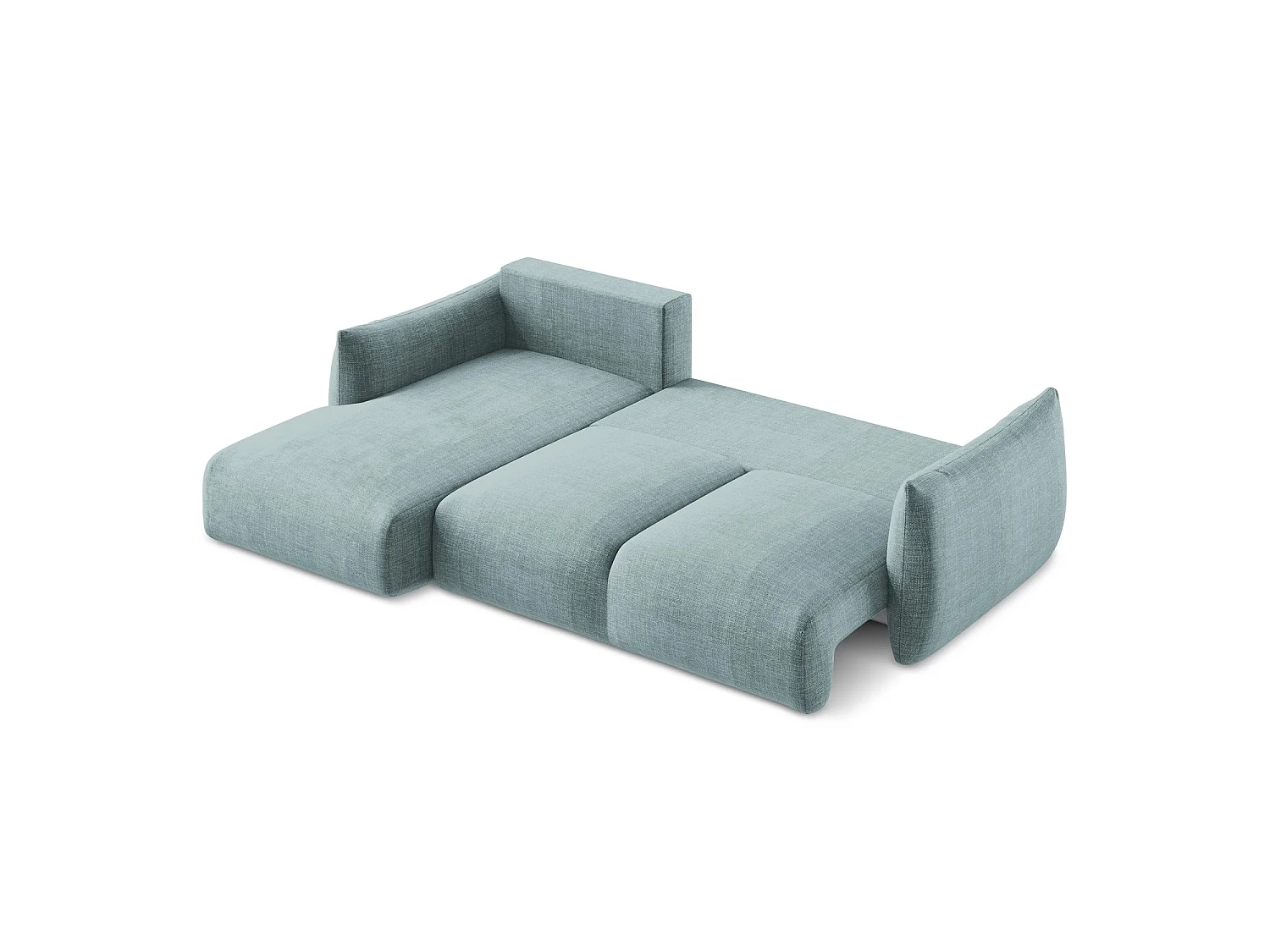 Canapé d’angle 3 places gauche convertible en tissu texturé - jeans - SAVONA