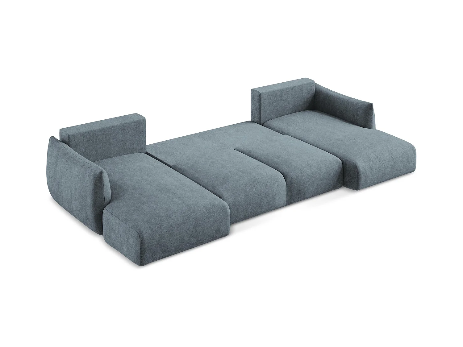 Canapé panoramique 4 places convertible en tissu chenille - jeans - LEILA