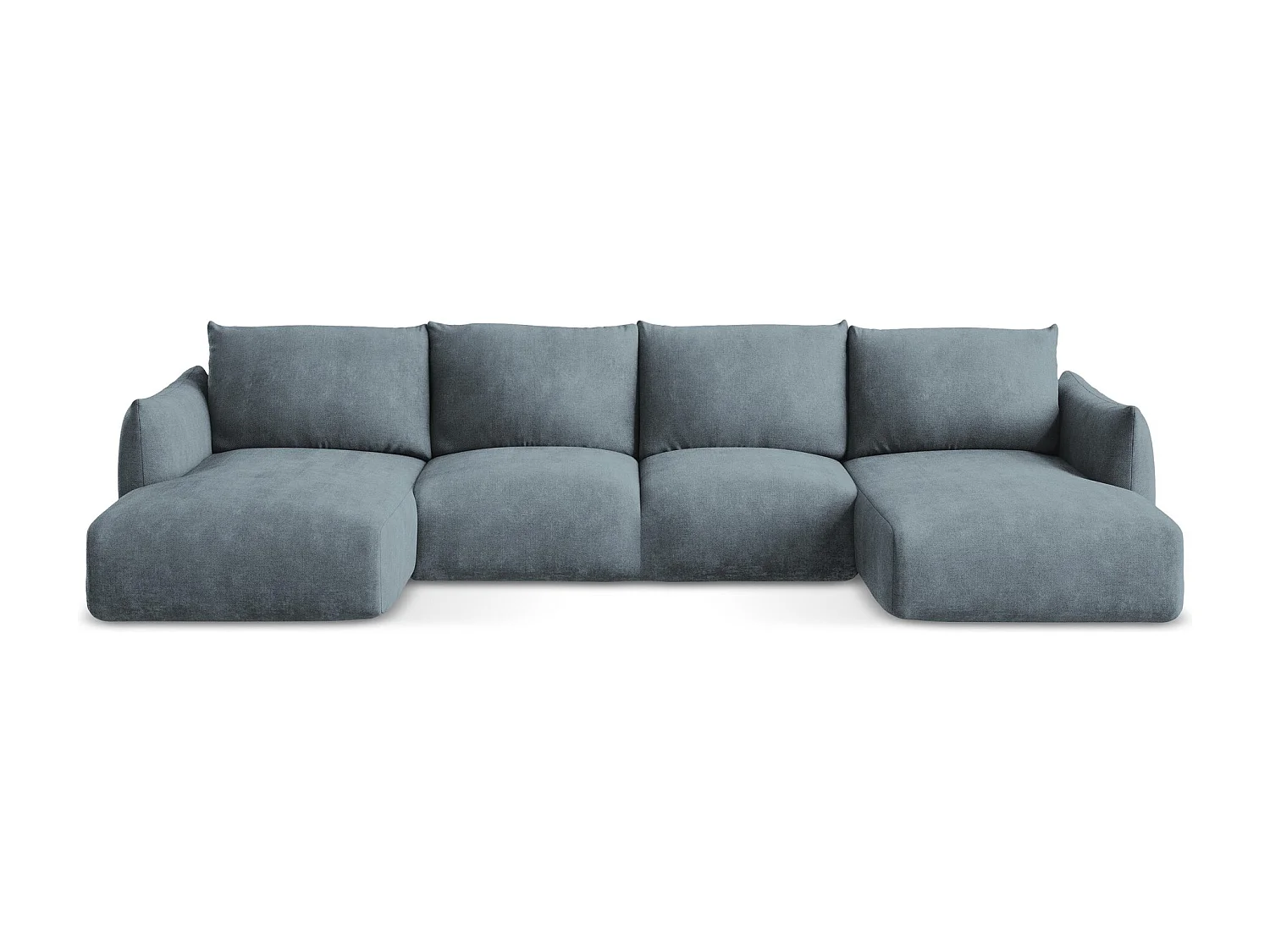 Canapé panoramique 4 places convertible en tissu chenille - jeans - LEILA