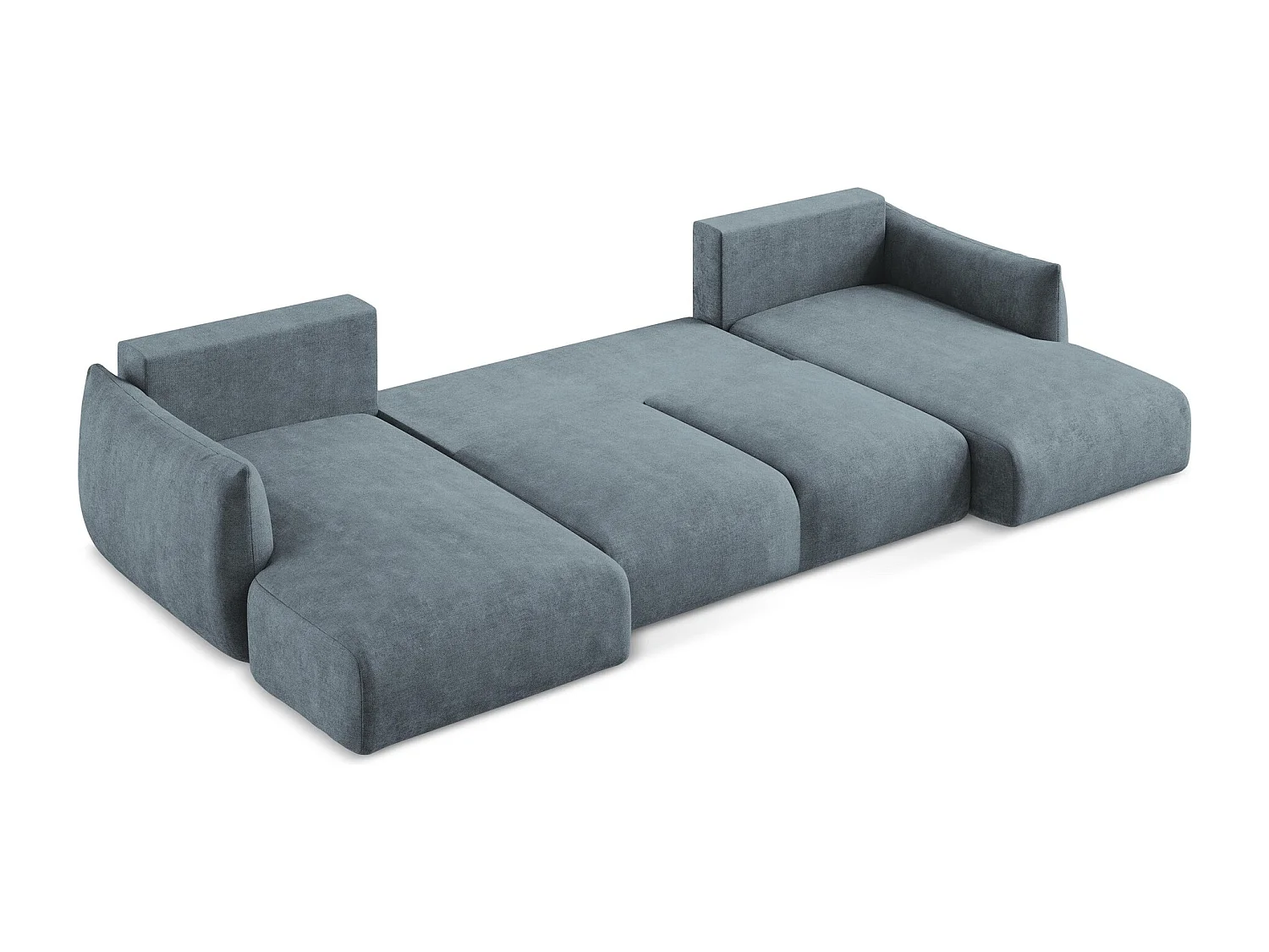 Canapé panoramique 4 places convertible en tissu chenille - jeans - LEILA