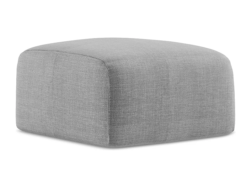 Pouf en tissu texturé - gris clair - LEILA