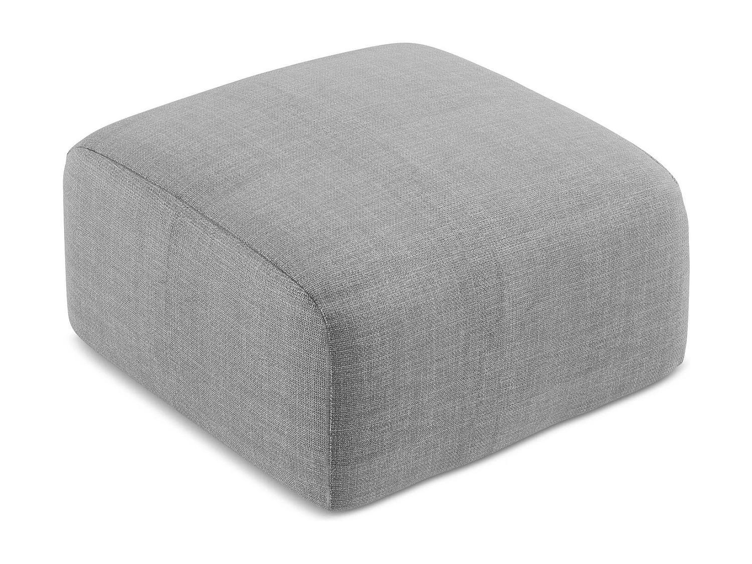 Pouf en tissu texturé - gris clair - LEILA