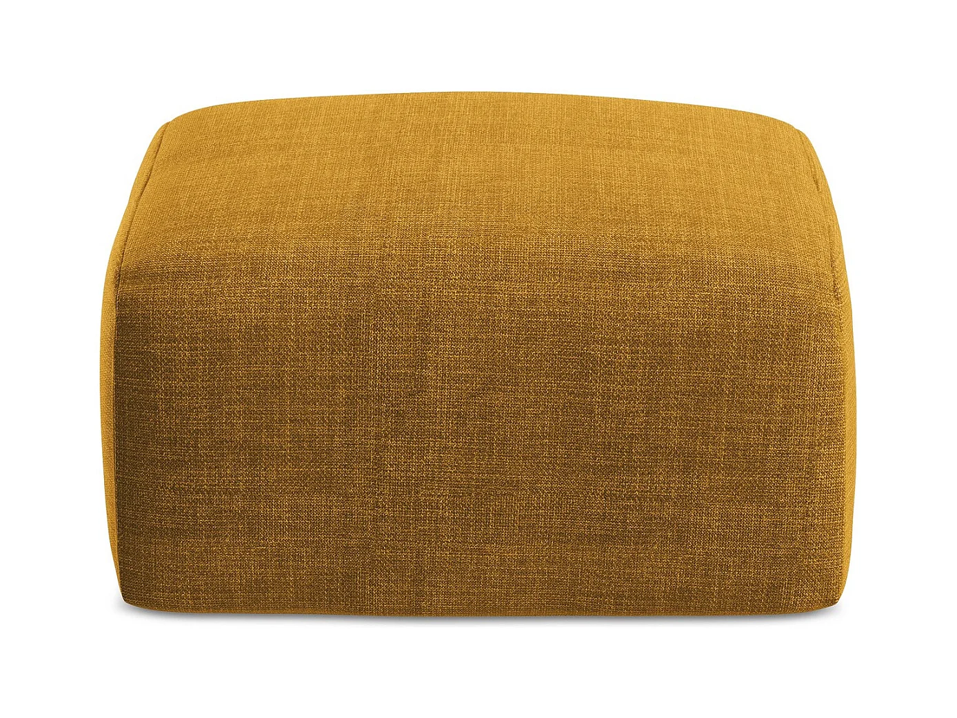 Pouf en tissu texturé - moutarde - LEILA