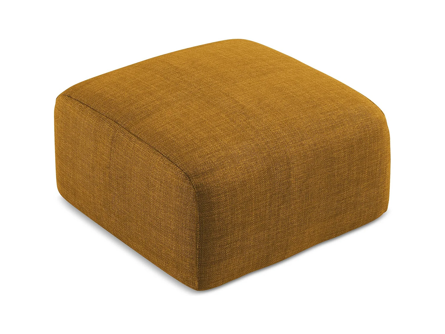 Pouf en tissu texturé - moutarde - LEILA