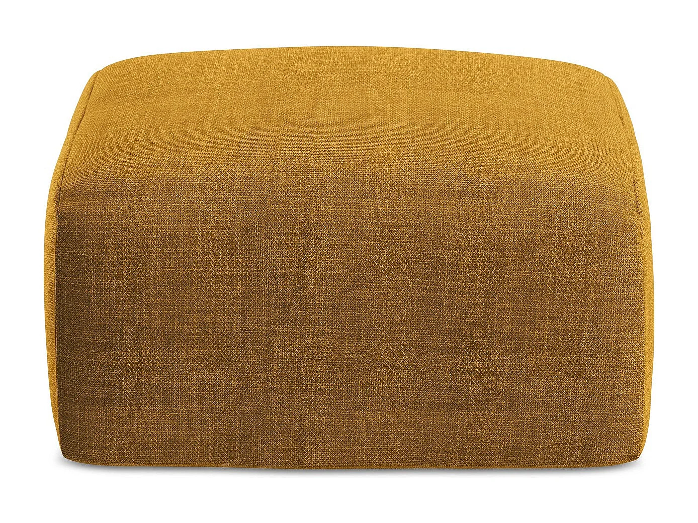 Pouf en tissu texturé - moutarde - LEILA