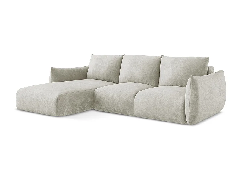 3-Sitzer Ecksofa mit Schlaffunktion - Ecke Links - Chenille - Perle - LEILA