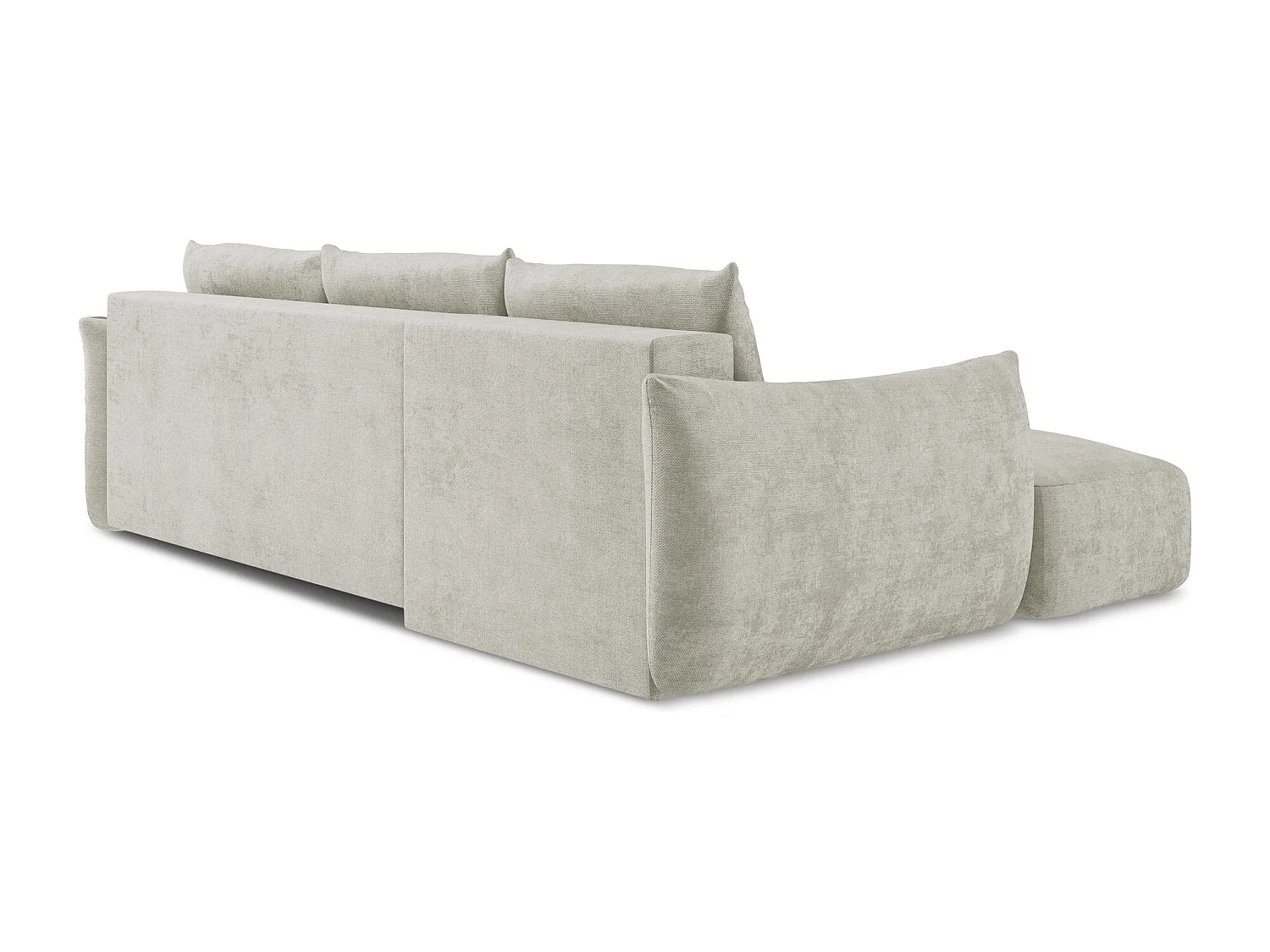 Canapé d’angle 3 places gauche convertible en tissu chenille - perle - LEILA