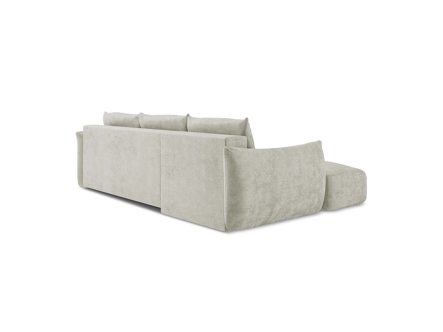 Canapé d’angle 3 places gauche convertible en tissu chenille - perle - SAVONA