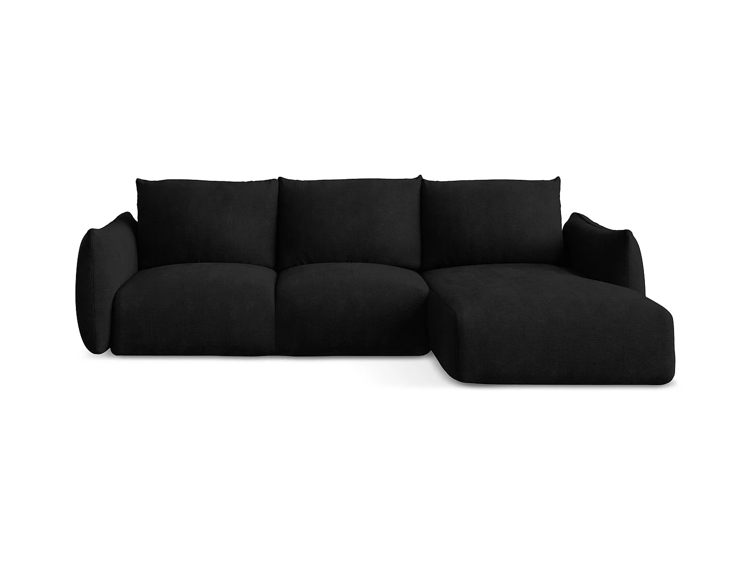 Canapé d'angle droit convertible en tissu chenille - noir - LEILA