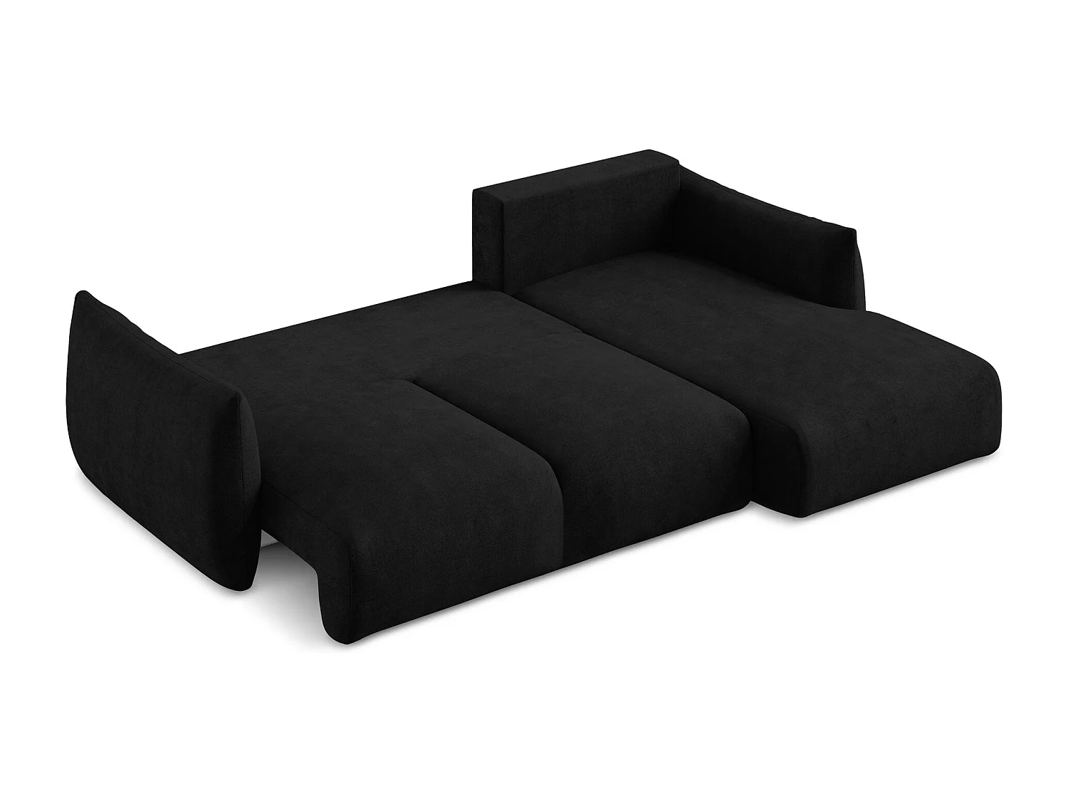 Canapé d'angle droit convertible en tissu chenille - noir - LEILA