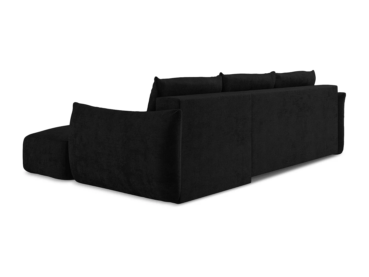 Canapé d'angle droit convertible en tissu chenille - noir - LEILA