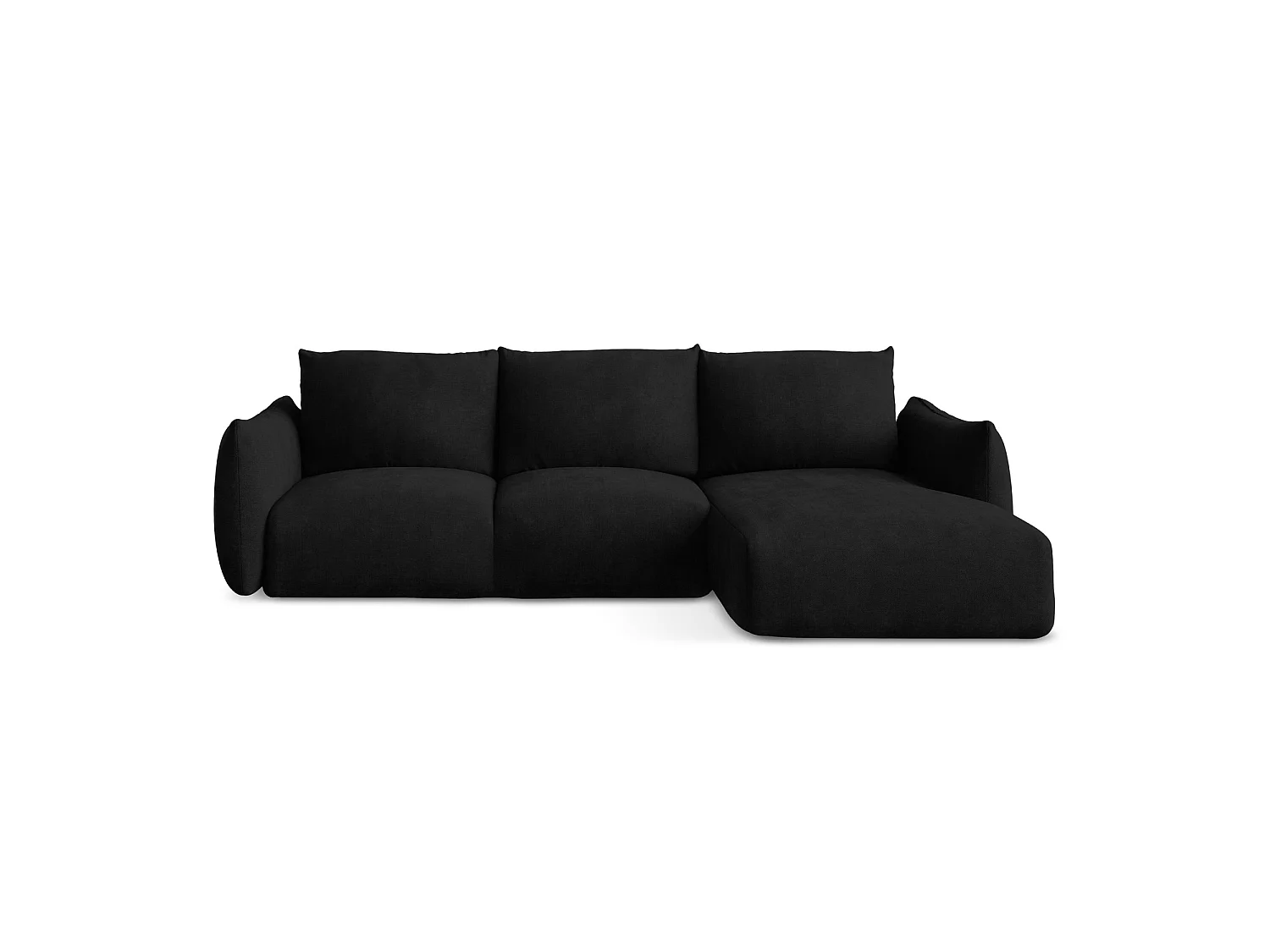 Canapé d'angle droit convertible en tissu chenille - noir - SAVONA