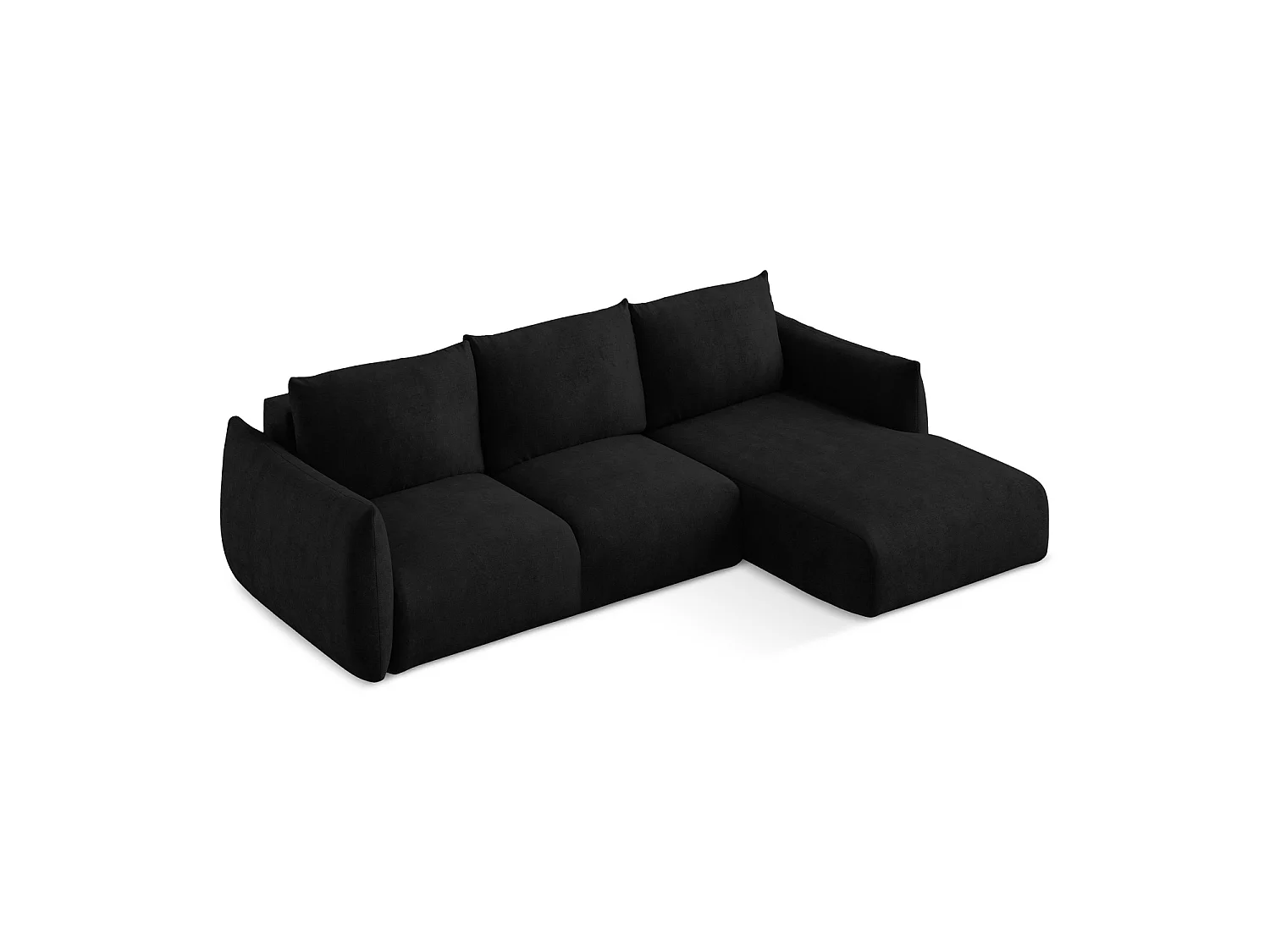Canapé d'angle droit convertible en tissu chenille - noir - SAVONA