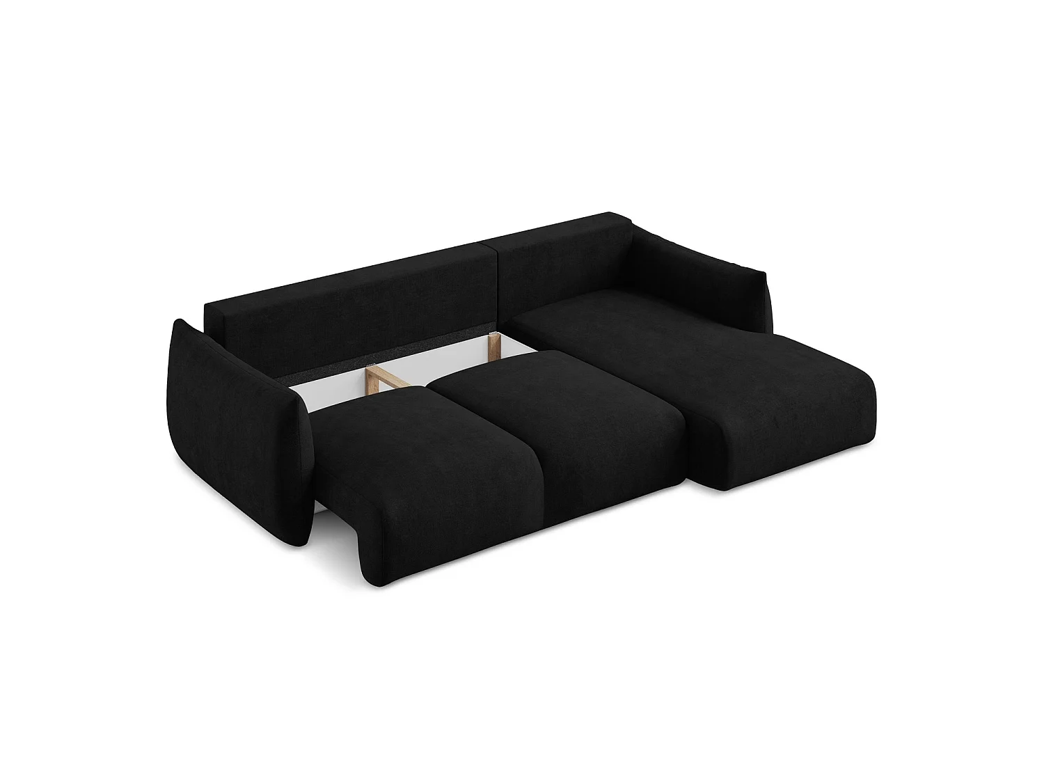 Canapé d'angle droit convertible en tissu chenille - noir - SAVONA