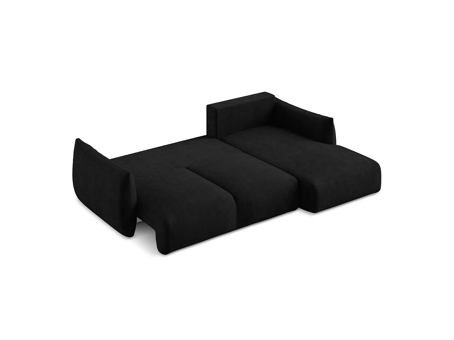 Canapé d'angle droit convertible en tissu chenille - noir - SAVONA