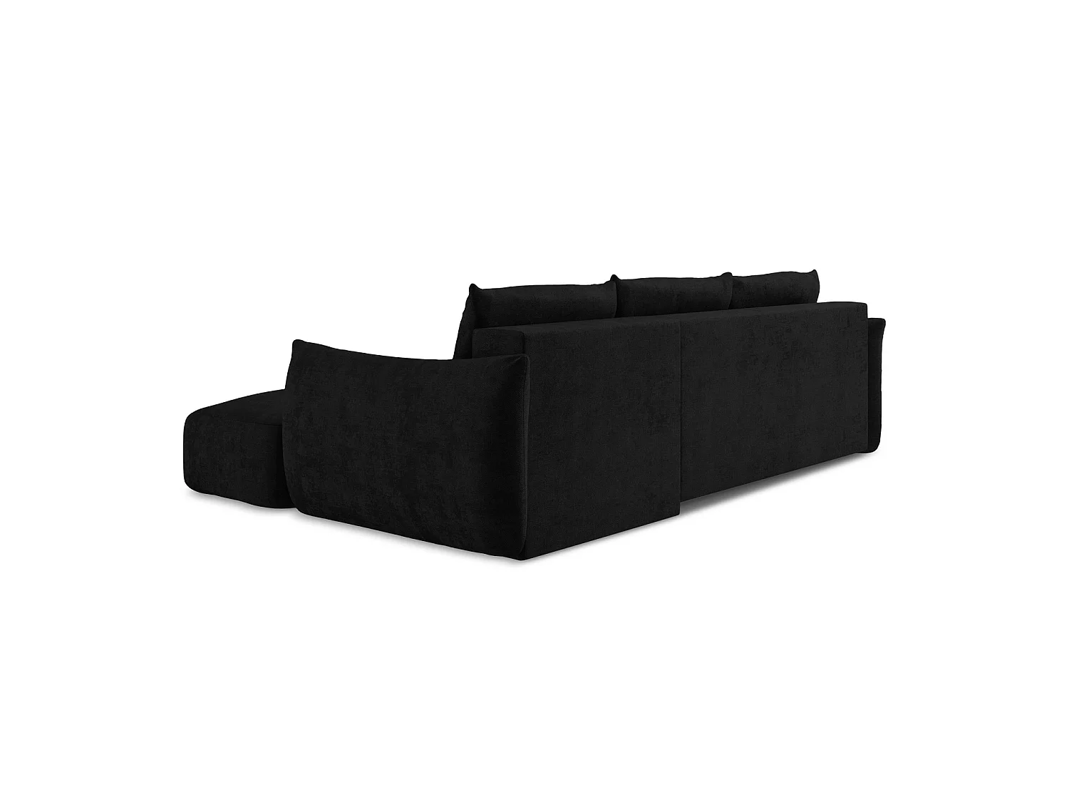 Canapé d'angle droit convertible en tissu chenille - noir - SAVONA