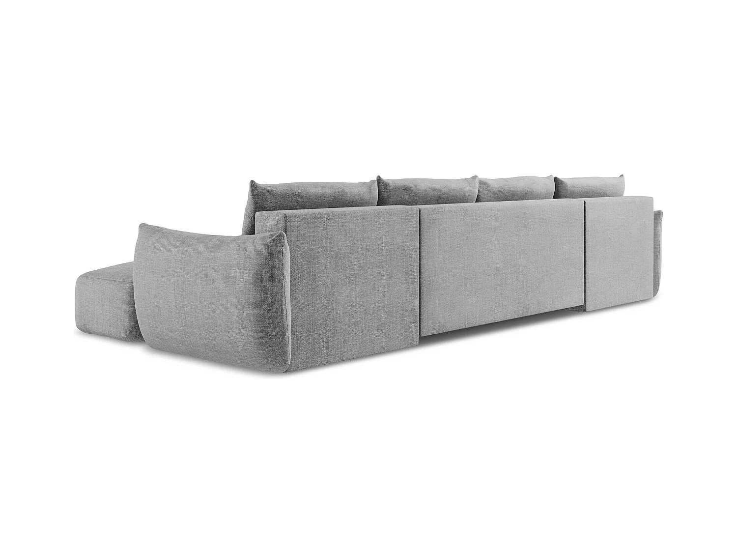 Canapé panoramique 4 places convertible en tissu texturé - gris clair - LEILA