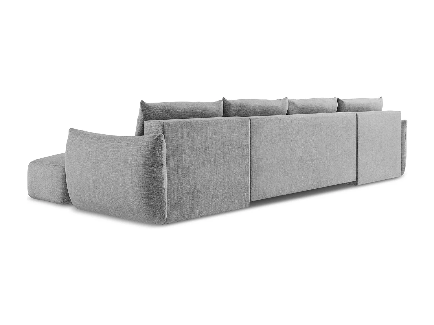 Canapé panoramique 4 places convertible en tissu texturé - gris clair - LEILA