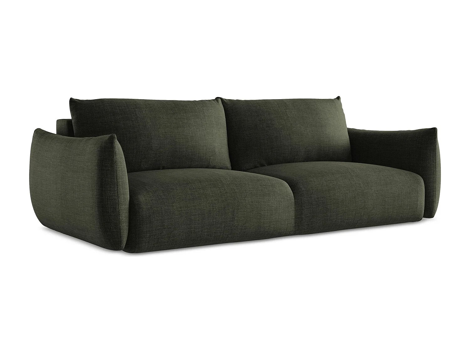 Canapé 3 places convertible en tissu texturé - olive - LEILA