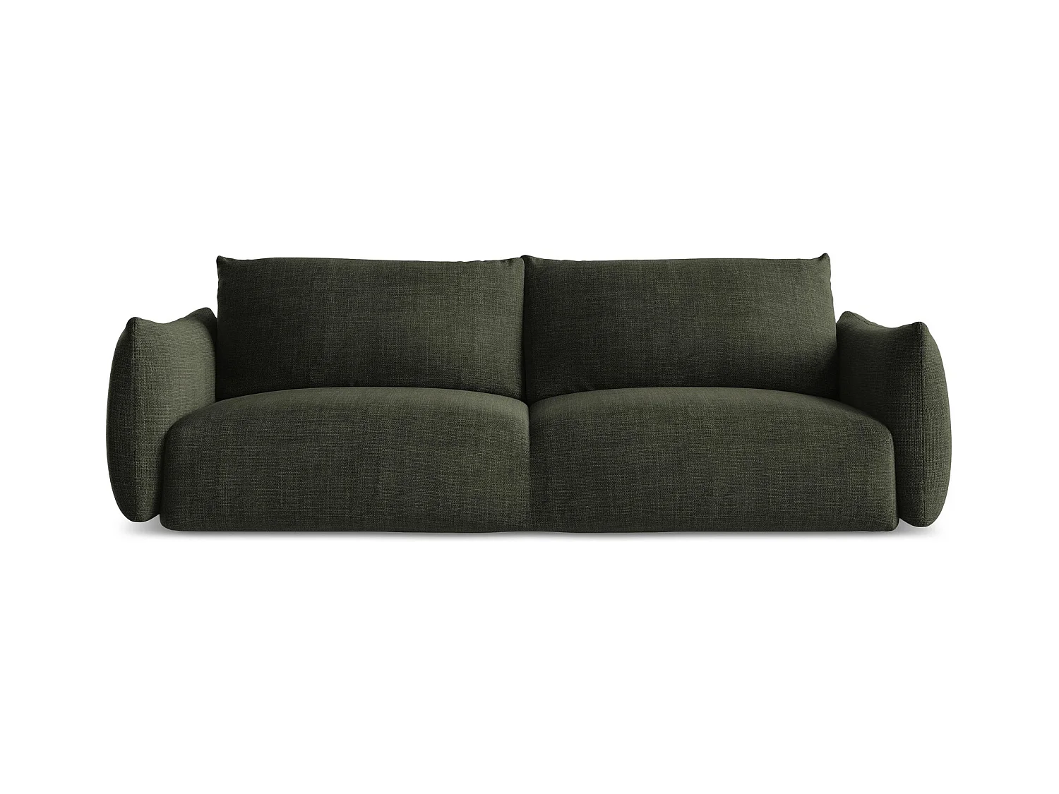 Canapé 3 places convertible en tissu texturé - olive - LEILA