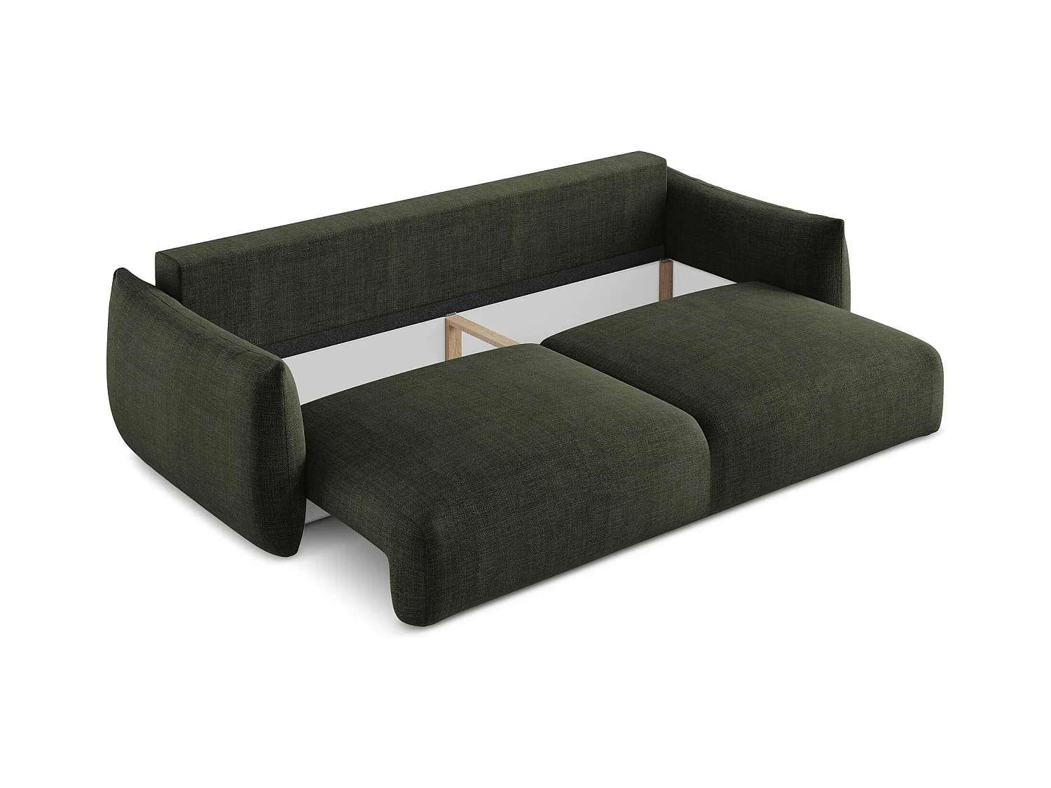 Canapé 3 places convertible en tissu texturé - olive - LEILA