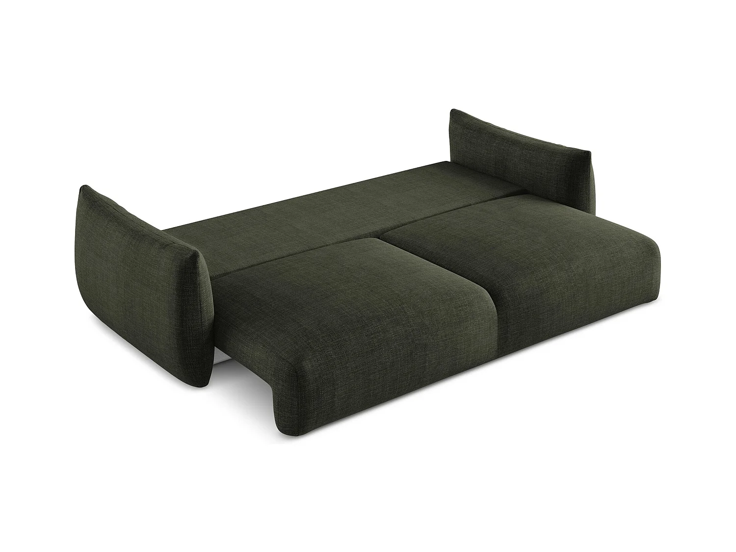 Canapé 3 places convertible en tissu texturé - olive - LEILA