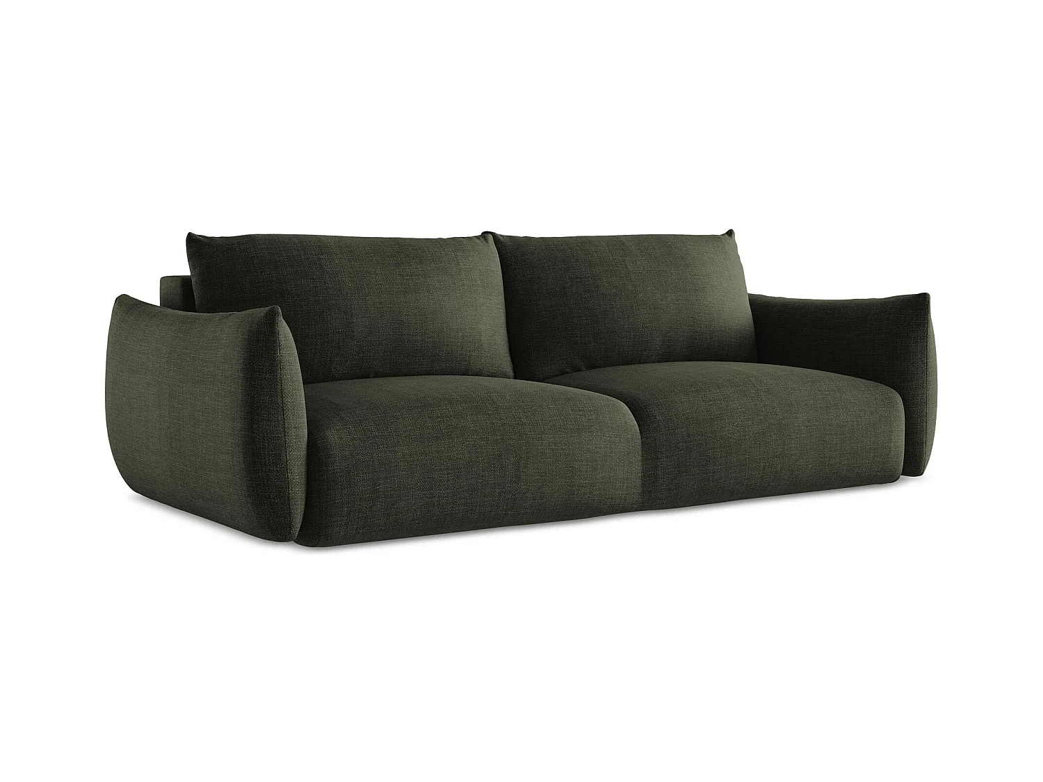 3-Sitzer Sofa mit Schlaffunktion - Strukturstoff - Olive - LEILA